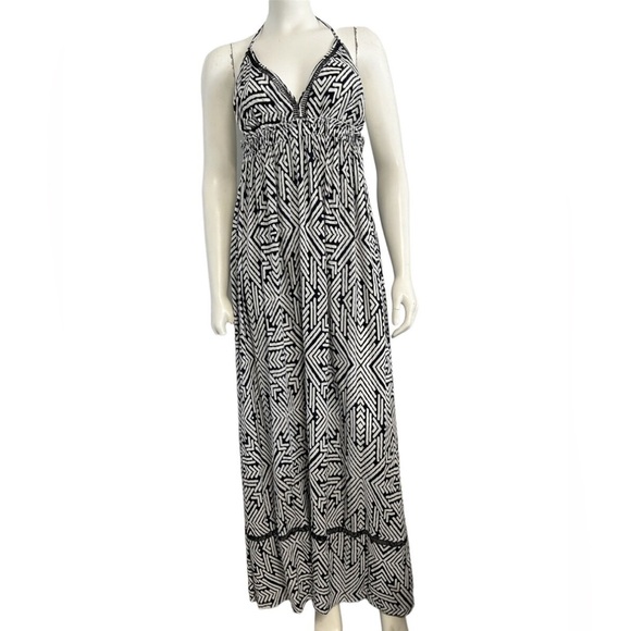 Red Carter geometric halter maxi dress - Picture 1 of 9